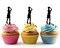 Basketball Player Three Point Shot Silhouette Acrylic Cupcake Topper 12pcs